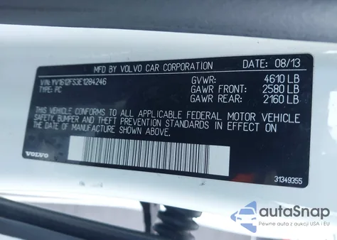 2014 Volvo S60 T5 from USA, damaged, VIN YV1612FS3E1284246